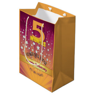 Sac Cadeau Moyen 5 Mois Anniversaire de la récupération Numéros gra
