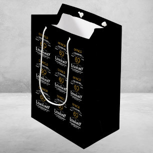 Sac Cadeau Moyen 60e anniversaire Black Gold Legendary Retro