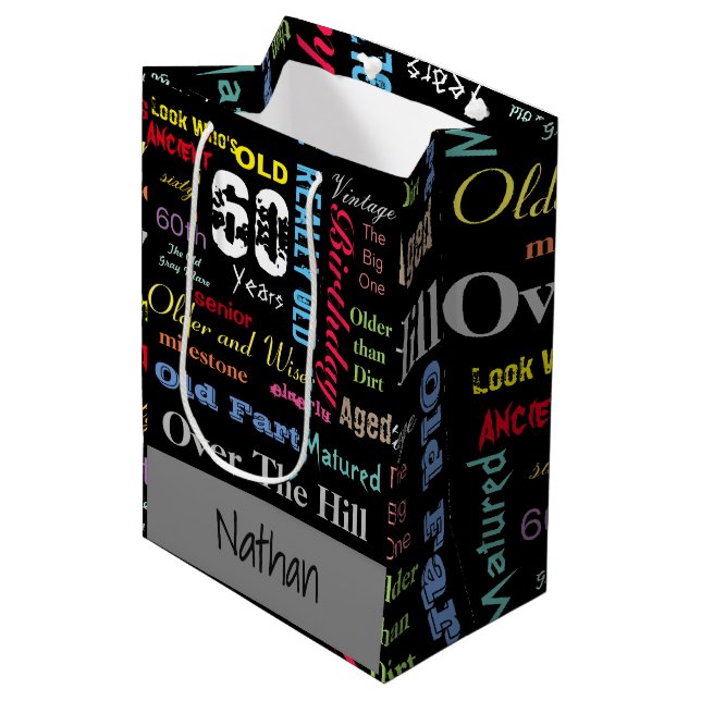 Sac Cadeau Moyen 60e anniversaire heureux en style Graffiti (Devant Angle)
