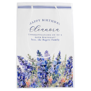 Sac Cadeau Moyen 60e anniversaire Juillet Mois de naissance Fleur B