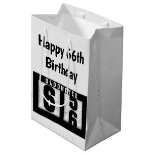Sac Cadeau Moyen 66e anniversaire Odomètre noir