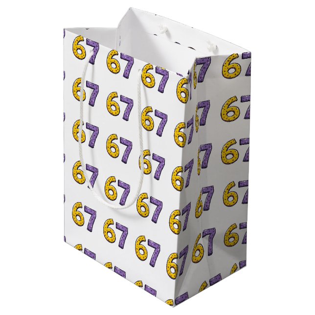Sac Cadeau Moyen 67 Aucune Signification Jaune et Violet (Dos Angle)