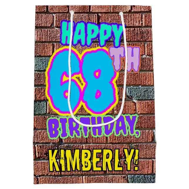 Sac Cadeau Moyen 68e anniversaire : Amusant, Graffiti urbain inspir (Dos)