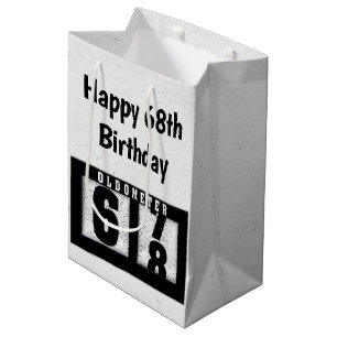 Sac Cadeau Moyen 68e anniversaire Odomètre noir
