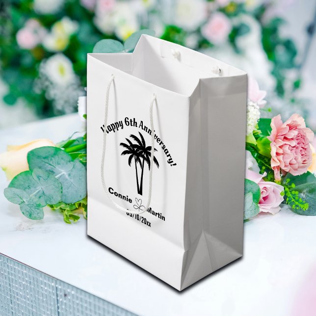 Sac Cadeau Moyen 6th Wedding Anniversary Palm Trees (Créateur téléchargé)