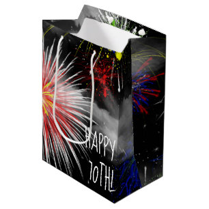 Sac Cadeau Moyen 70e anniversaire Feu d'artifice dans les nuages Sa
