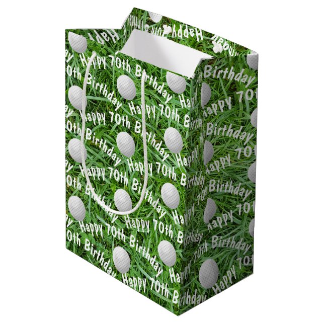 Sac Cadeau Moyen 70e Anniversaire Golf Balls on Grass Medium Cadeau (Dos Angle)