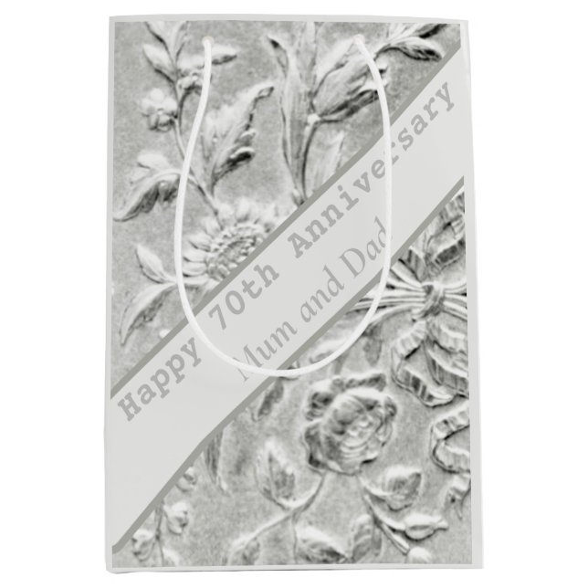 Sac Cadeau Moyen 70e anniversaire modifiable (Devant)