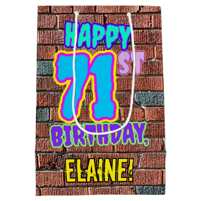 Sac Cadeau Moyen 71e anniversaire : Amusant, Graffiti urbain inspir (Dos)