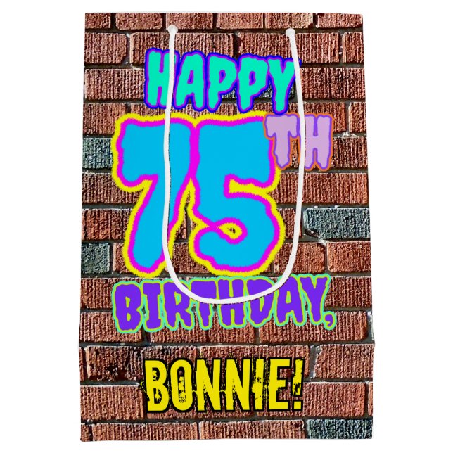 Sac Cadeau Moyen 75e anniversaire : Amusant, Graffiti urbain inspir (Dos)