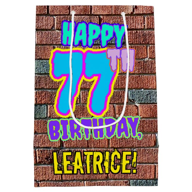 Sac Cadeau Moyen 77e anniversaire : Amusant, Graffiti urbain inspir (Dos)