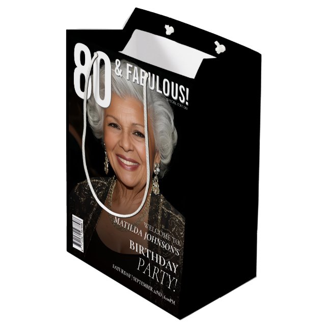 Sac Cadeau Moyen 80 Fabulous Magazine Cover 80th Birthday  (Dos Angle)