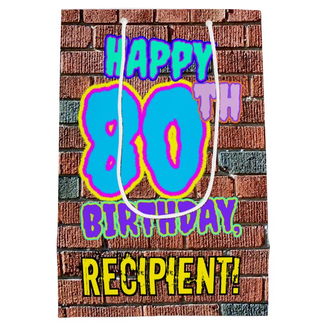 Sac Cadeau Moyen 80e anniversaire : Amusant, Graffiti urbain inspir (Dos)