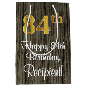 Sac Cadeau Moyen 84e anniversaire : Elégant look d'or Faux #, Faux