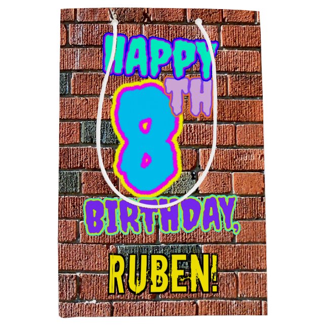 Sac Cadeau Moyen 8e anniversaire : Amusant, Graffiti urbain inspiré (Devant)