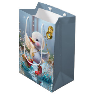 Sac Cadeau Moyen 8e anniversaire Duckkling Dancing in a Puddle