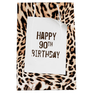 Sac Cadeau Moyen 90e Anniversaire Léopard Fourrure Imprimer Sac-Cad