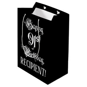 Sac Cadeau Moyen 91e anniversaire : Script élégant et élégant +