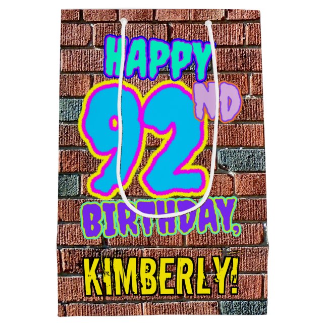 Sac Cadeau Moyen 92e anniversaire : Amusant, Graffiti urbain inspir (Dos)