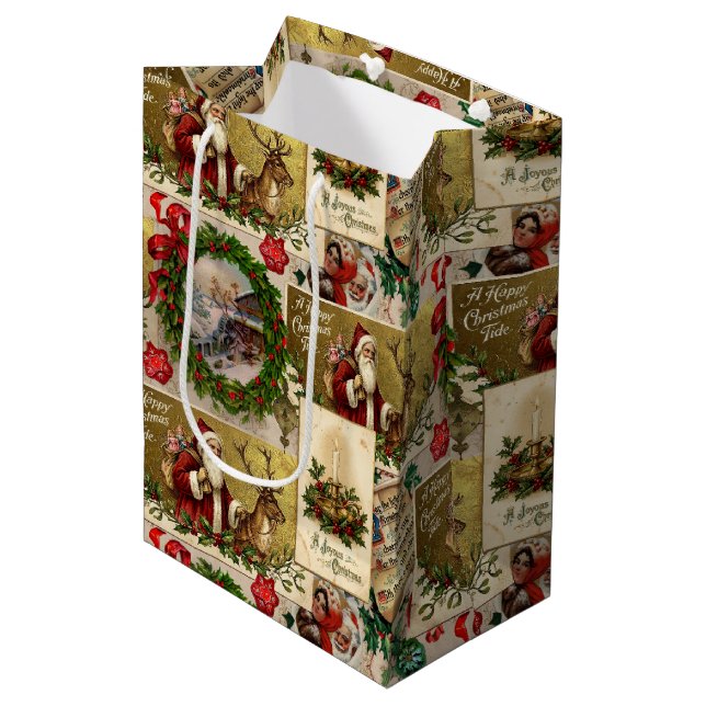 Sac Cadeau Moyen A Happy Christmas Tide (Devant Angle)
