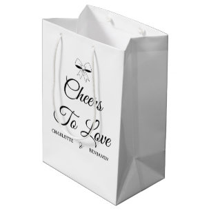 Sac Cadeau Moyen À l'amour en Bourgogne écriture ivoire nœud mariag
