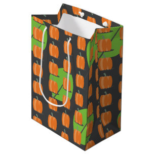 Sac cadeau moyen à motif de thème de citrouille de