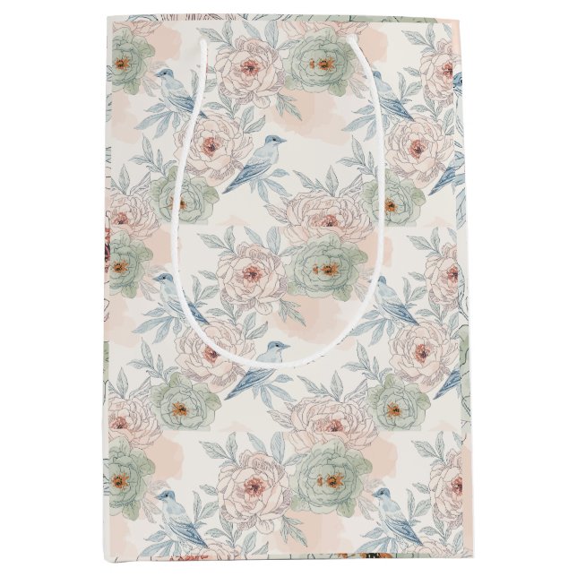 Sac Cadeau Moyen A symphony of song and petals pattern (Devant)