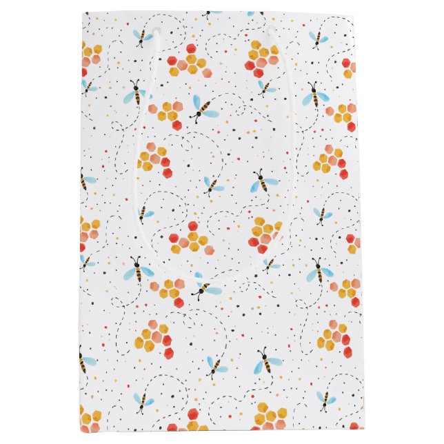 Sac Cadeau Moyen Abeille aquarelle Motif (Devant)