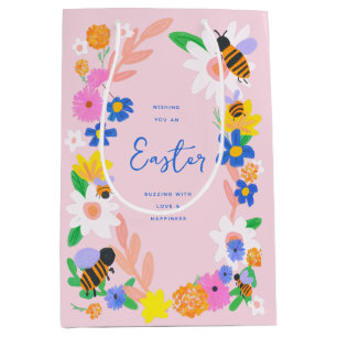 Sac Cadeau Moyen Abeilles du jardin fleuri Pâques