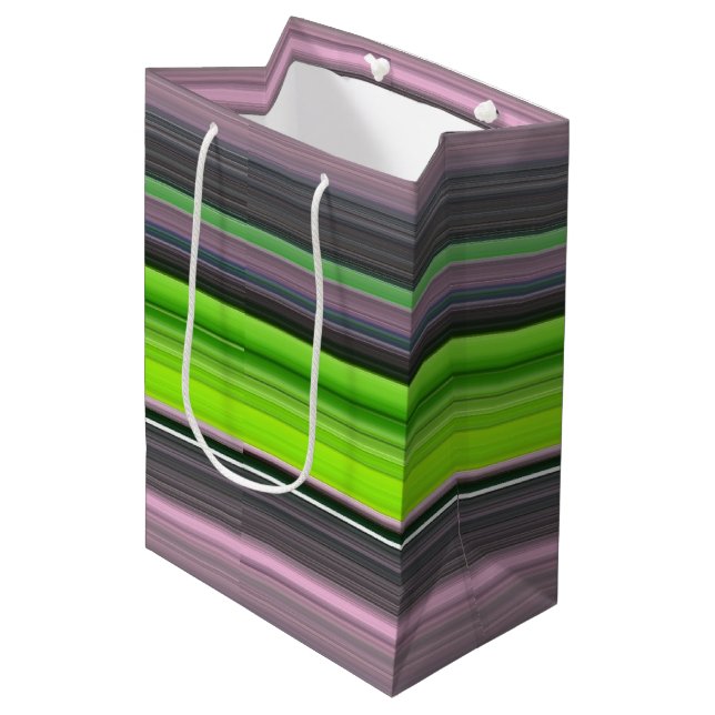 Sac Cadeau Moyen Abstract #1: Lime and grey (Devant Angle)