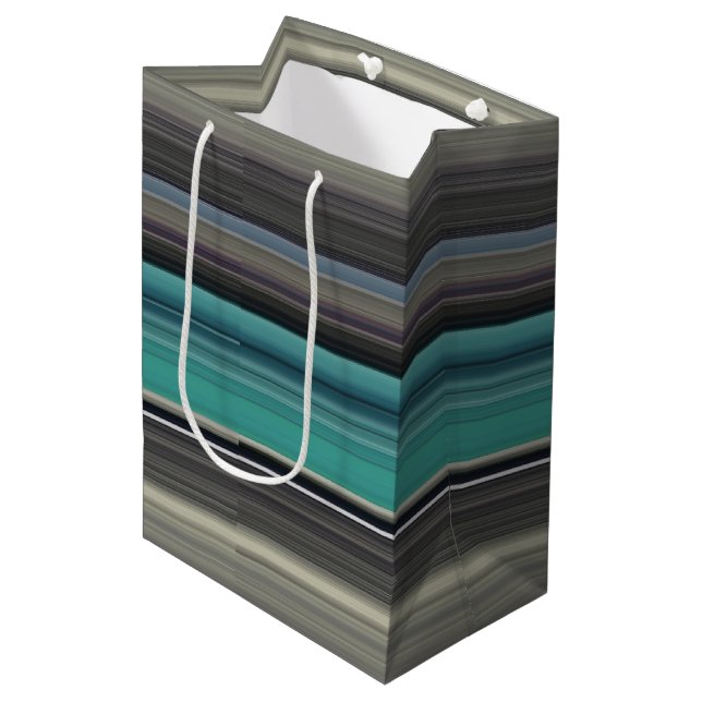 Sac Cadeau Moyen Abstract #1: Teal and grey (Devant Angle)