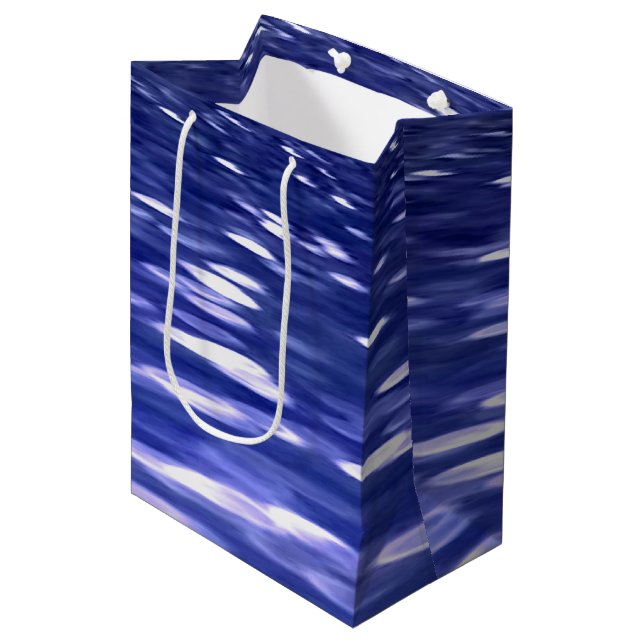 Sac Cadeau Moyen Abstrait #3 : Bleu shimmer (Devant Angle)