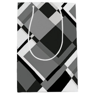 Sac Cadeau Moyen Abstrait géométrique de style Mondrian noir et bla