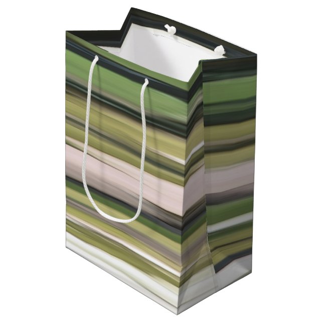 Sac Cadeau Moyen Abstrait n° 2 : Flou vert olive (Devant Angle)