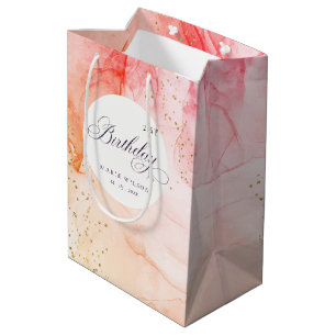 Sac Cadeau Moyen Abstrait Pastel Rose Orange N'Importe Quel Âge Ann
