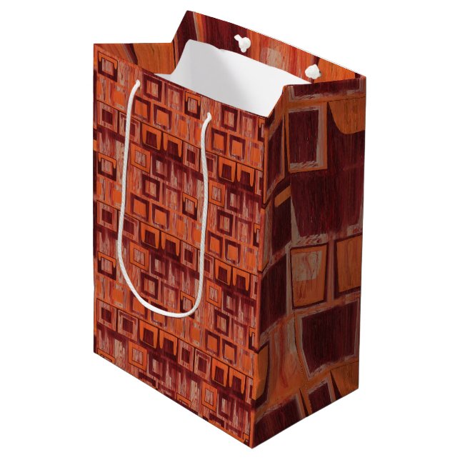 Sac Cadeau Moyen abstrait rouge et orange (Devant Angle)