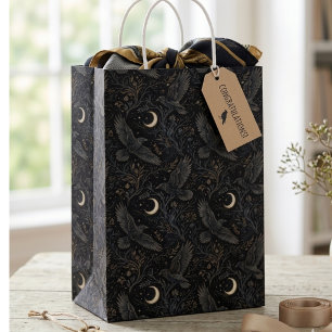 Sac Cadeau Moyen Académie Vintage Sombre Corbeau et Croissant de Lu