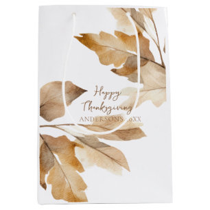 Sac Cadeau Moyen Action de grâces feuille aquarelle moderne