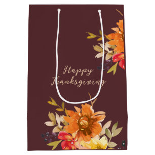 Sac Cadeau Moyen Action de grâces florale rustique