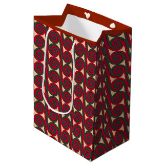 Sac Cadeau Moyen Administrer tourbillonne en rouge, vert et or