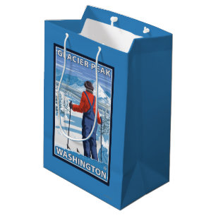Sac Cadeau Moyen Admirer de skieur - crête de glacier, Washington