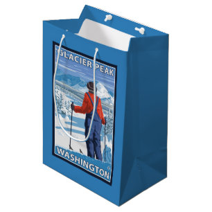 Sac Cadeau Moyen Admirer de skieur - crête de glacier, Washington