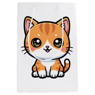 Sac Cadeau Moyen Adorable Kawaii Ginger Cat Cartoon Character