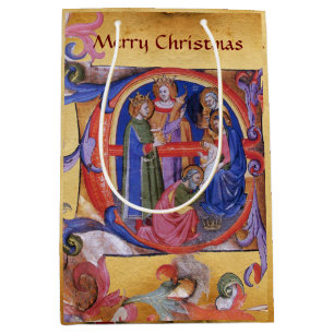 SAC CADEAU MOYEN ADORATION DU PARCHEMENT MAGI NATIVITÉ NOËL