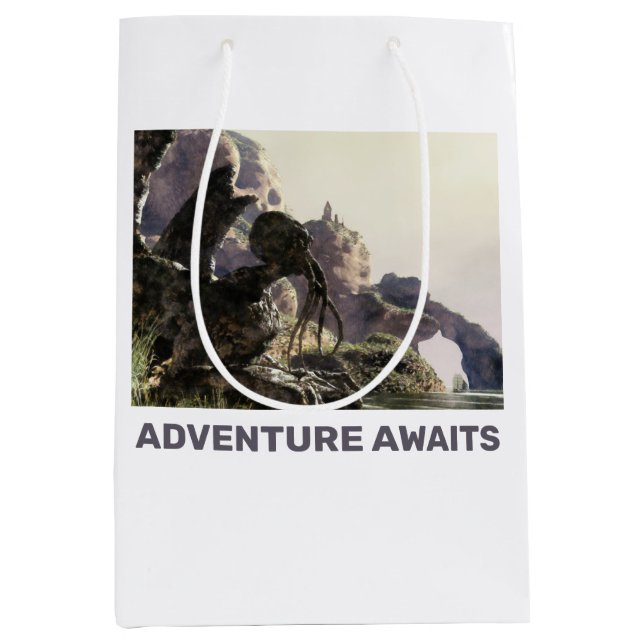 Sac Cadeau Moyen Adventure Awaits. Fantasy landscape (Devant)
