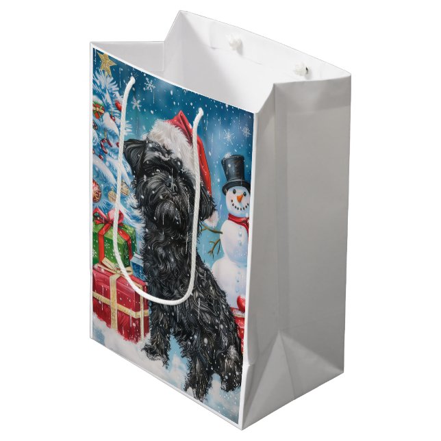 Sac Cadeau Moyen Affenpinscher Winter Wonderland Christmas Joie (Devant Angle)
