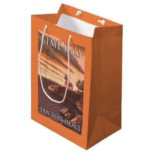 Sac Cadeau Moyen Affiche de Vintage voyage de phare de four à chau