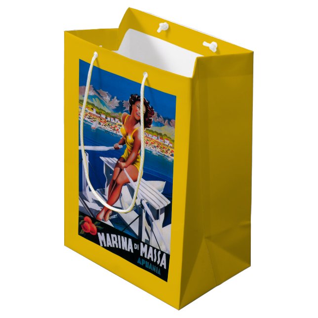 Sac Cadeau Moyen Affiche de voyage de marina de Massa (Devant Angle)