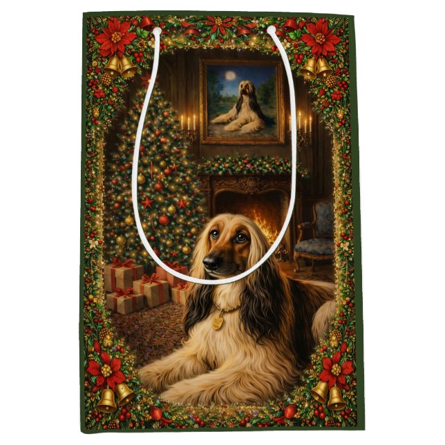 Sac Cadeau Moyen Afghan Hound Holiday Christmas  (Devant)