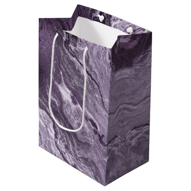Sac Cadeau Moyen Agate violette cristallisée | Moody Marbled Stone (Devant Angle)